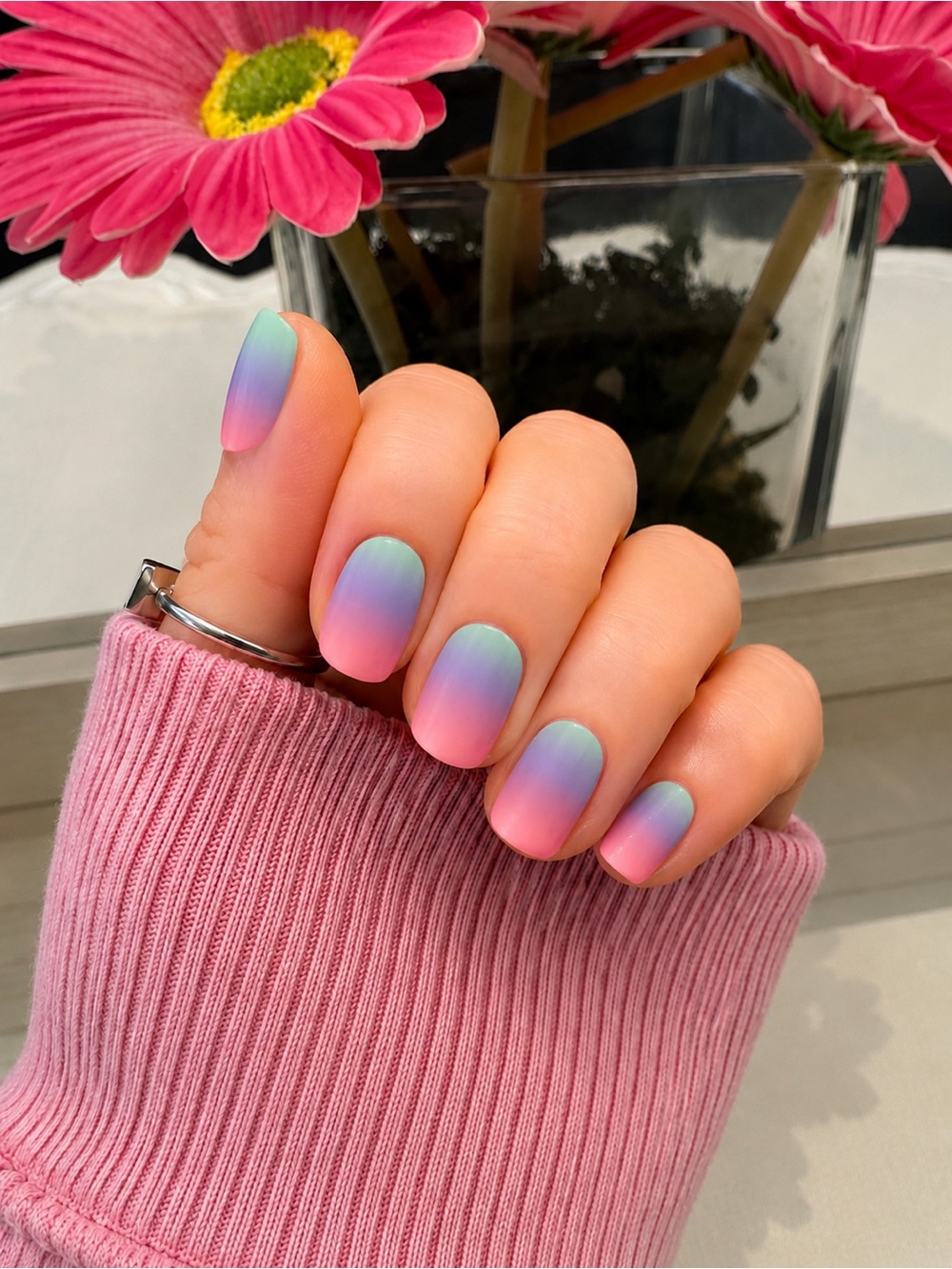Pastel Ombre Nail Wraps | Rainbow Gradient Nail Stickers | 22 Count